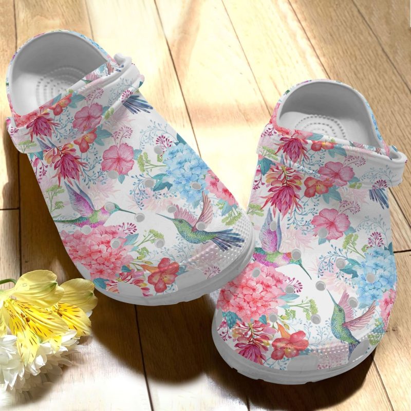 Floral Hummingbird Shoes – Spring Flower Crocbland Clog For Women Girl