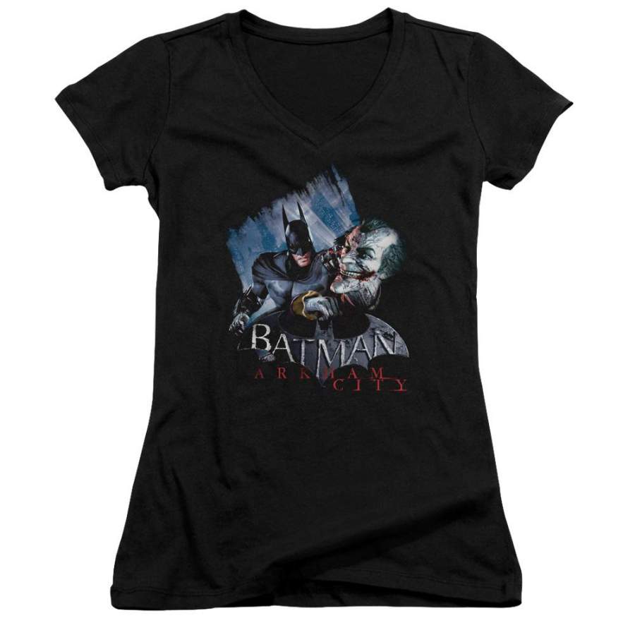 Batman – Arkham Jokes On You! Juniors V-Neck T-Shirt