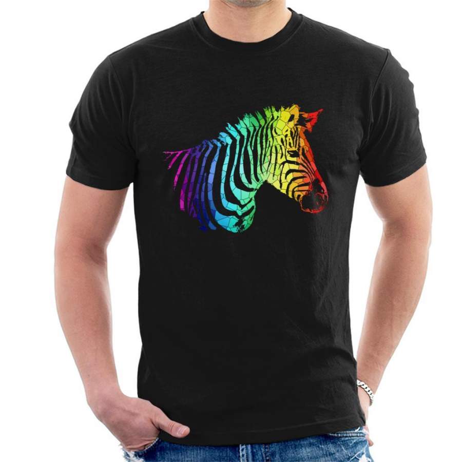 Rainbow Zebra Mosaic Men’s T-Shirt