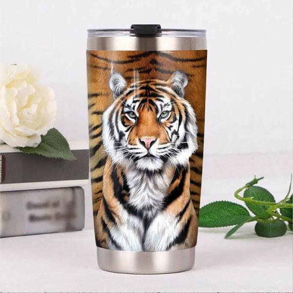 Beautiful Tiger Skin Tiger Pattern Stainless Steel Skinny Tumbler Bulk, Double Wall Vacuum Slim Water Tumbler Cup With Lid, Reusable Metal Travel Coffee Mug