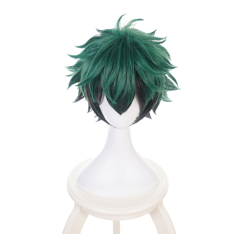 Anime My Boku no Hero Academia Midoriya Izuku Wig Cosplay Costume Boku no Hero Academia Deku Dark Green Synthetic Wigs alx