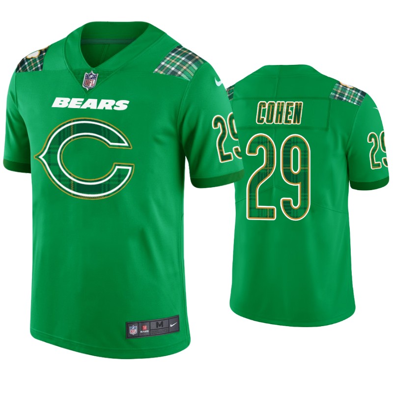 Tarik Cohen Chicago Bears #29 Jersey St. Patricks Day Kelly Green Lucky – Men