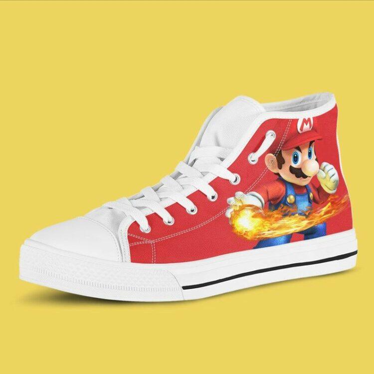 Super Mario Custom High Top Super Mario Canvas Shoes Nintendo Printable Custom Game Casual Shoes White 6 High Top Shoes