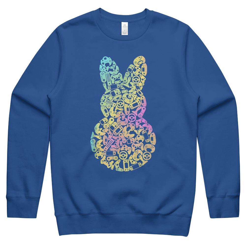 Boys Video Game Easter Bunny Tie Dye Peeps Gamer Men Kids Crewneck Sweatshirt