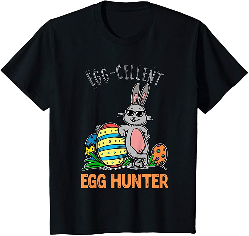 Kids Egg-cellent Egg Hunter Easter Day Boys Girls Bunny T-Shirt