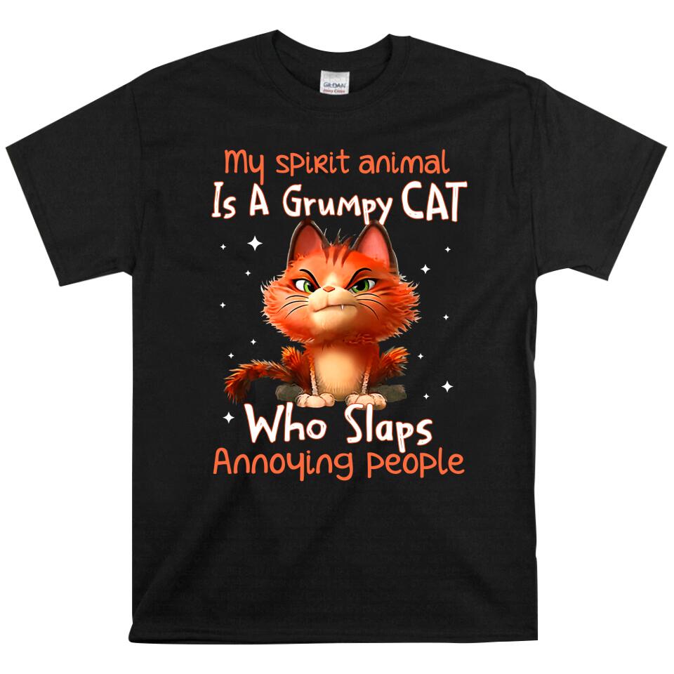 My Spirit Animal Is A Grummy Cat – Who Slaps Annoying People T Shirts – Trending Personalized