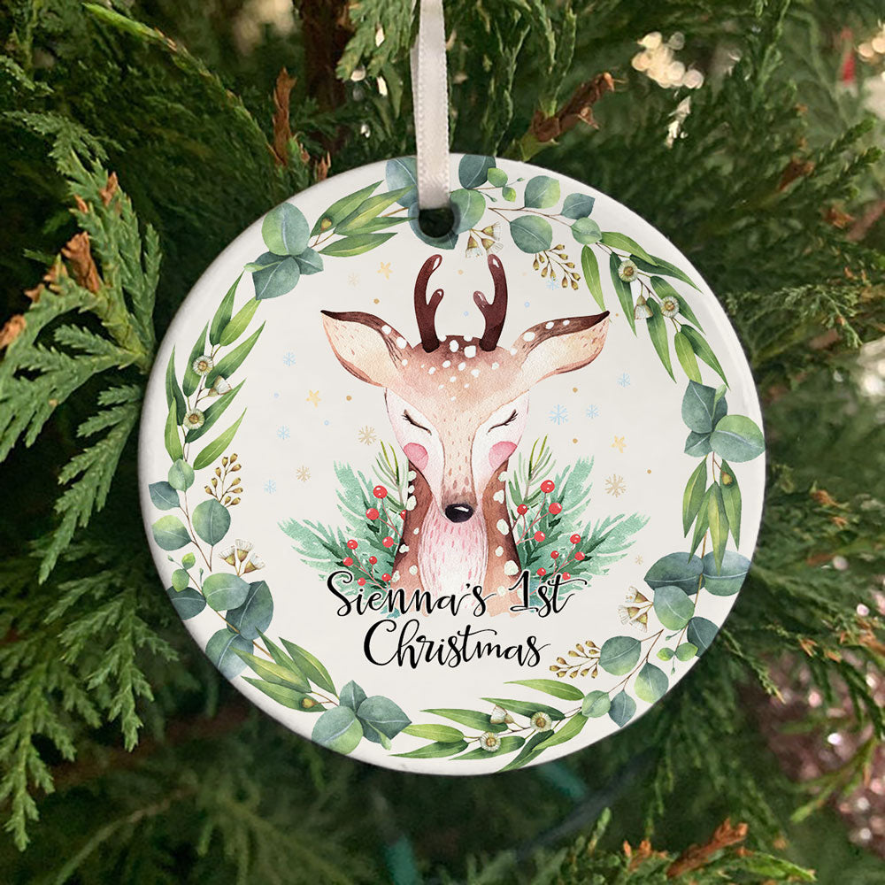 Personalized Baby 1St Christmas Reindeer Ornament