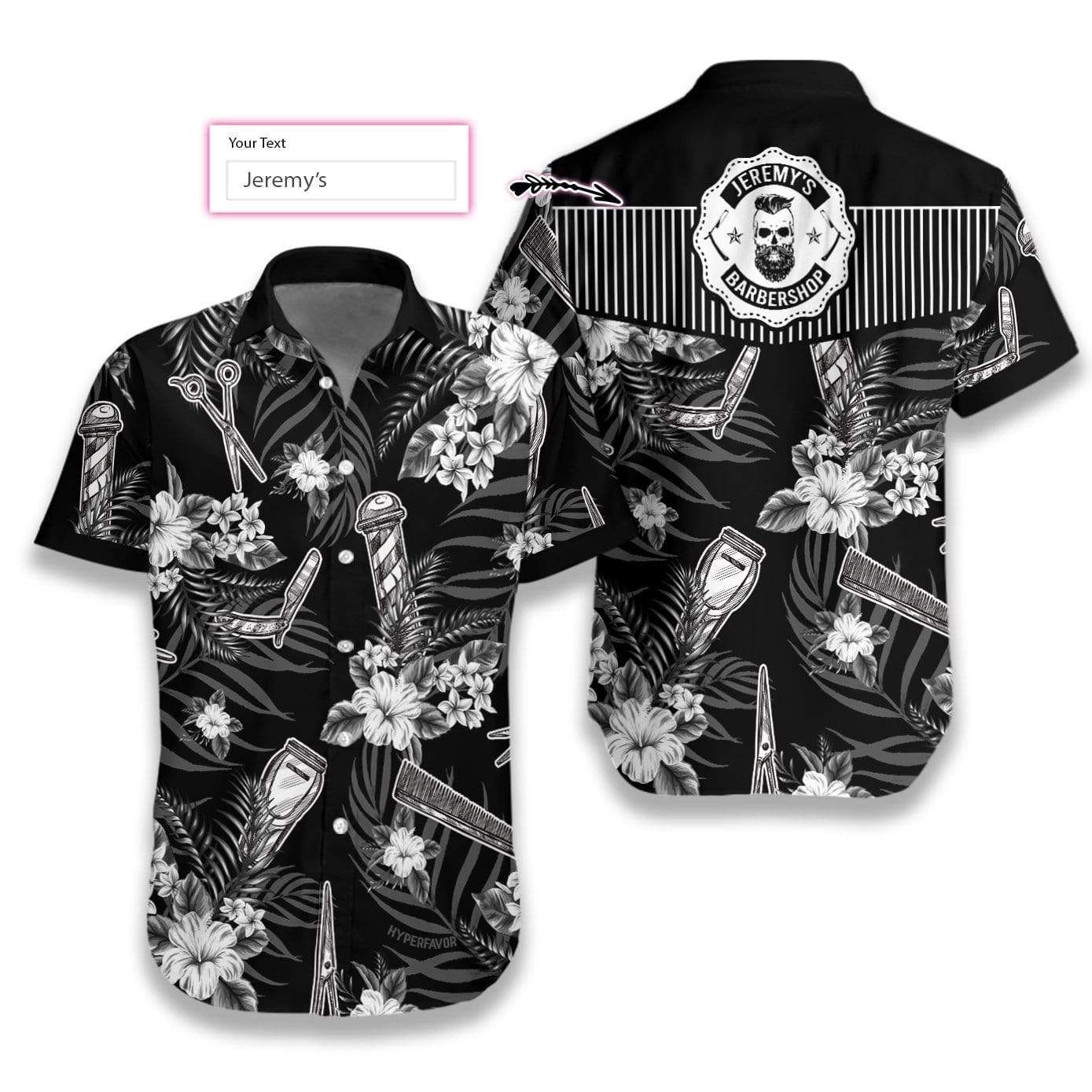 Buy Personalized Name Barber Black Hawaii Aloha Shirts Dh Ha103286