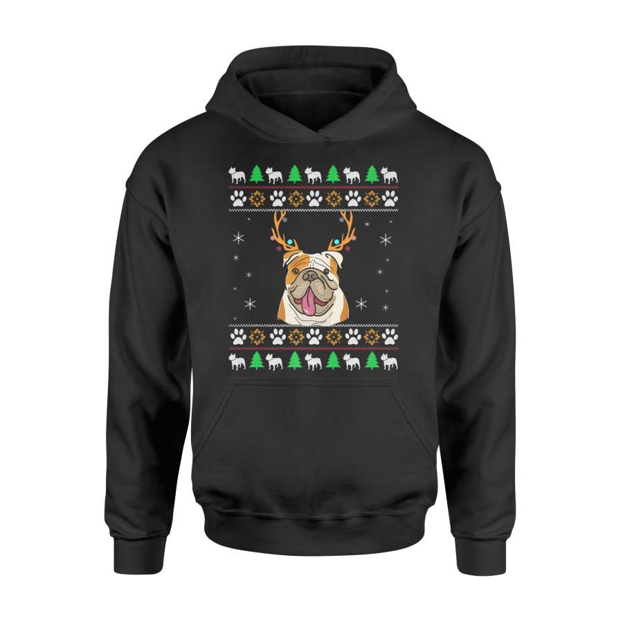 Bulldog With Antlers in an UGLY Christmas Premium T-Shirt – Standard Hoodie