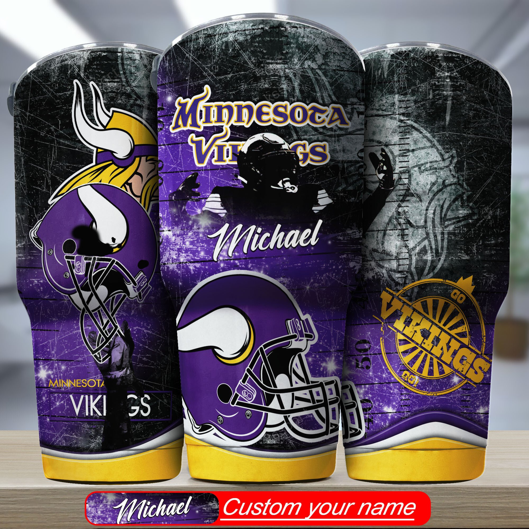 Minnesota Vikings Custom Name Tumbler Bg330