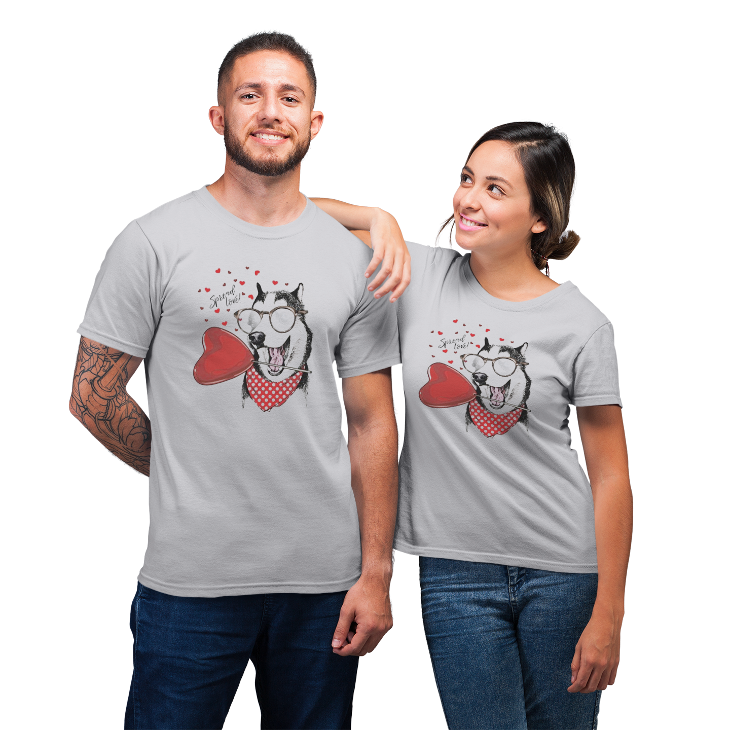 Spread Love Dog Shirt For Couples Lover Matching T- Shirt
