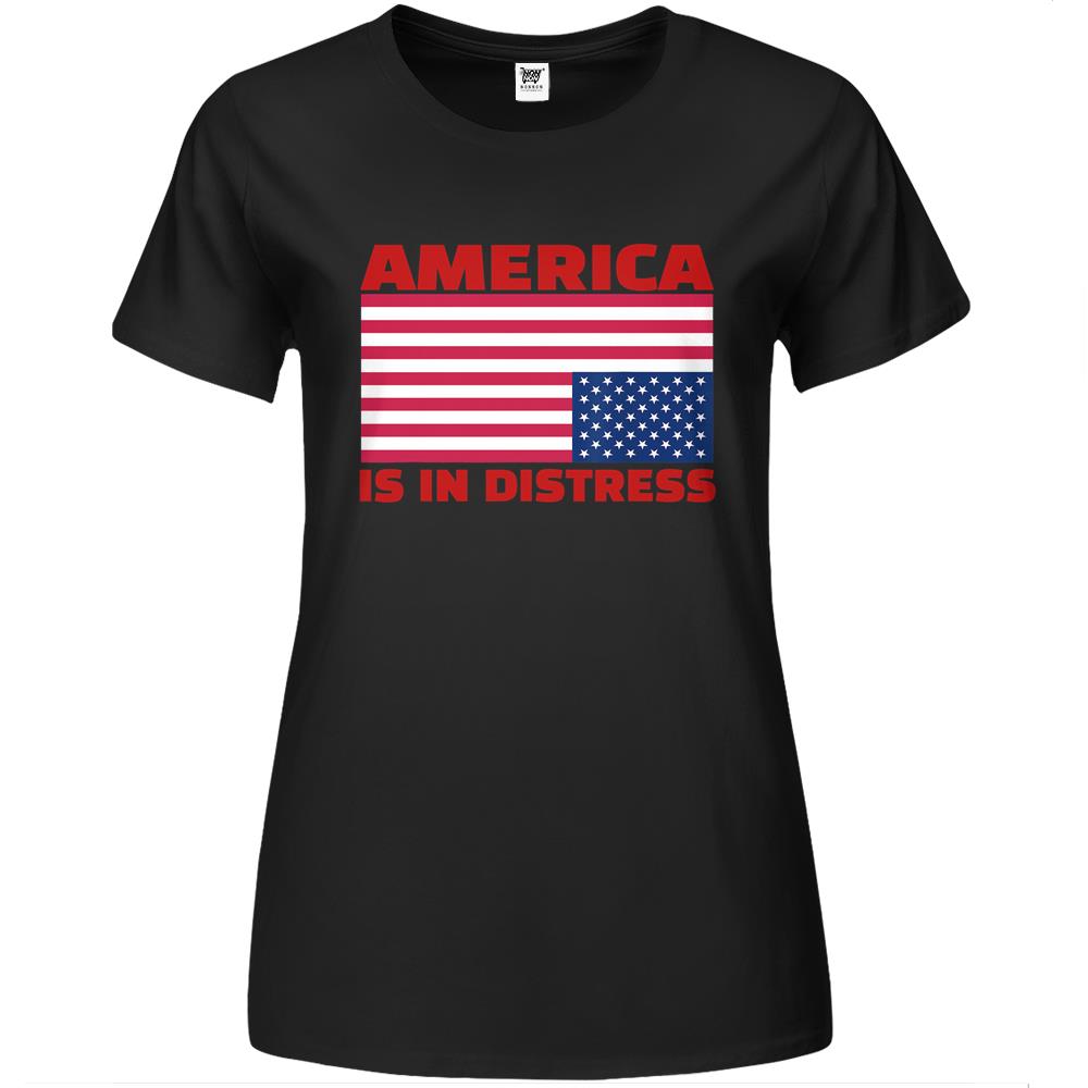 America Is In Distress.Upside Down American Flag Premium Womens T Shirts