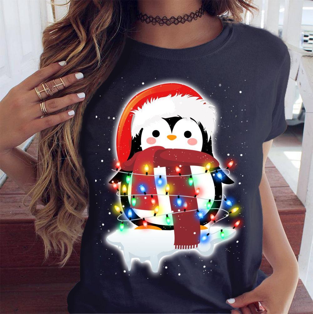 Funny Cute Merry Christmas Penguin Costume Holiday Unisex T-Shirt Hoodie Sweatshirt Plus Size S-5Xl