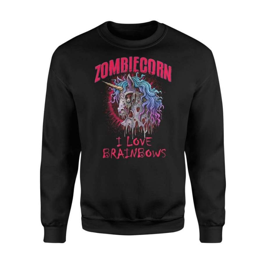 Zombie Unicorn I Love Brainbows Halloween Gothic Goth Punk – Standard Fleece Sweatshirt