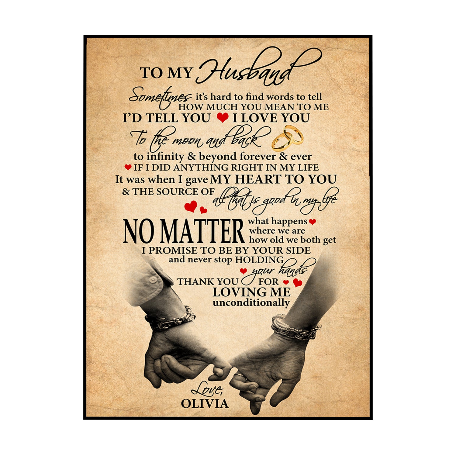 Personalized Wall Art Poster Board Print Valentine Day Gift Ideas For Him Her Men Women Boyfriend Girlfriend Husband Wife Couple – Custom Name To My Husband H122402 – PersonalizedWitch