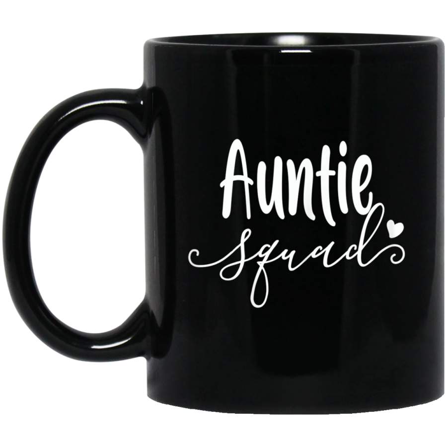 W Auntie Squad Cute Funny Aunt Life Mother’s Day Gift 11oz 15oz Black Mug Happy Easter Day Funny Colors Eggs Bunny Ears Peeps Cute