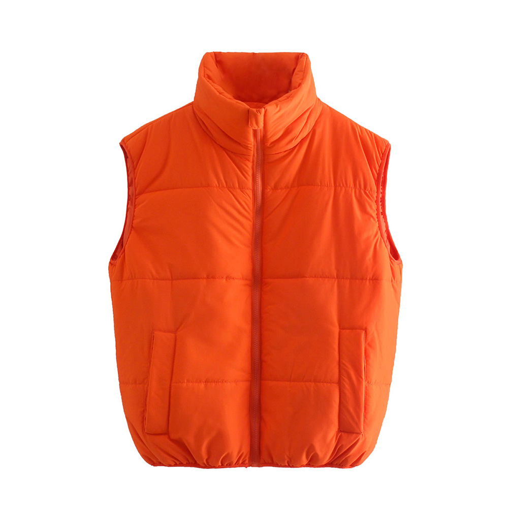 XIKOM 2021 Winter Orange Women Warm Vest Sleeveless Jacket For Woman Pockets Streetwear Oversize Puffer Vest Women Coats alx