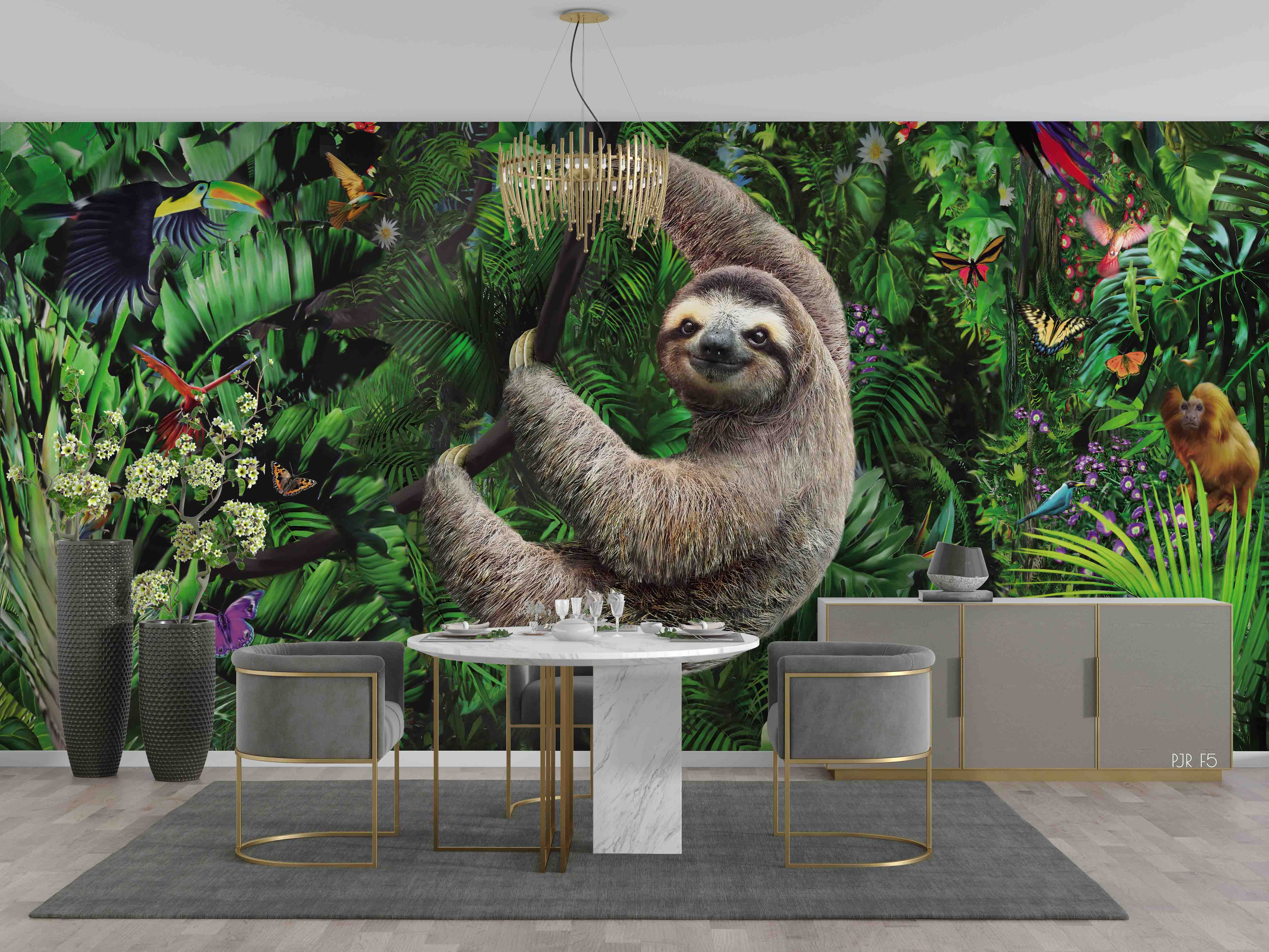 3D Animal Bradypod Tree Wall Mural Wallpaper Wj 6628