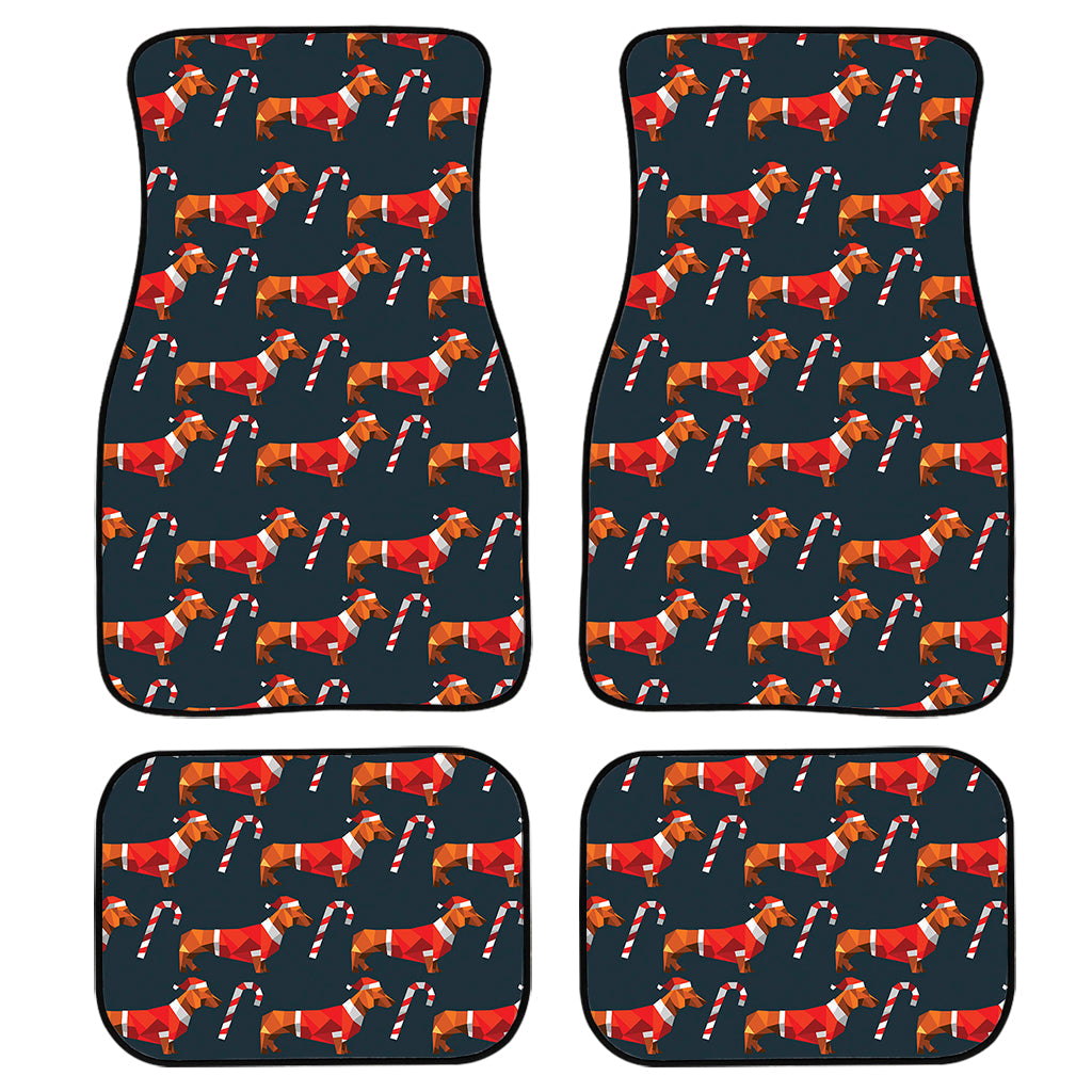 Xmas Dachshund Pattern Print Front And Back Car Floor Mats, Front Car Mat