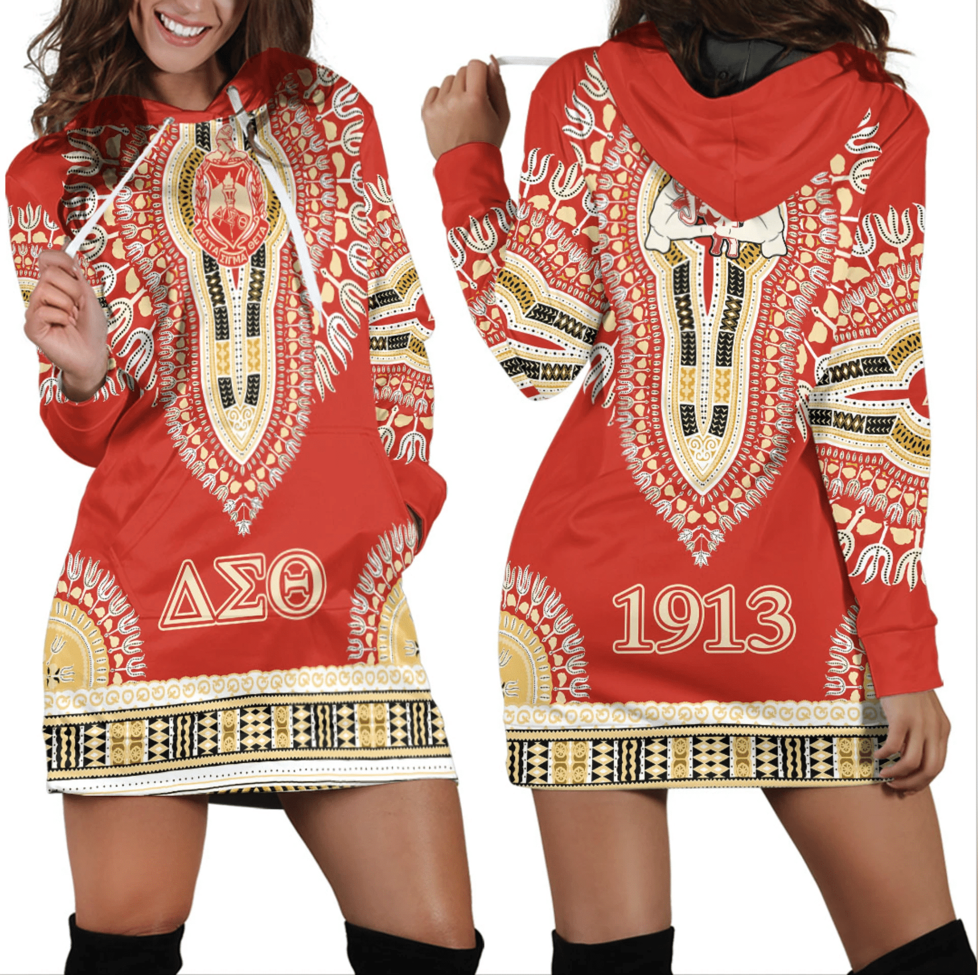 Sorority Dress – Delta Sigma Theta Dashiki Hoodie Dress