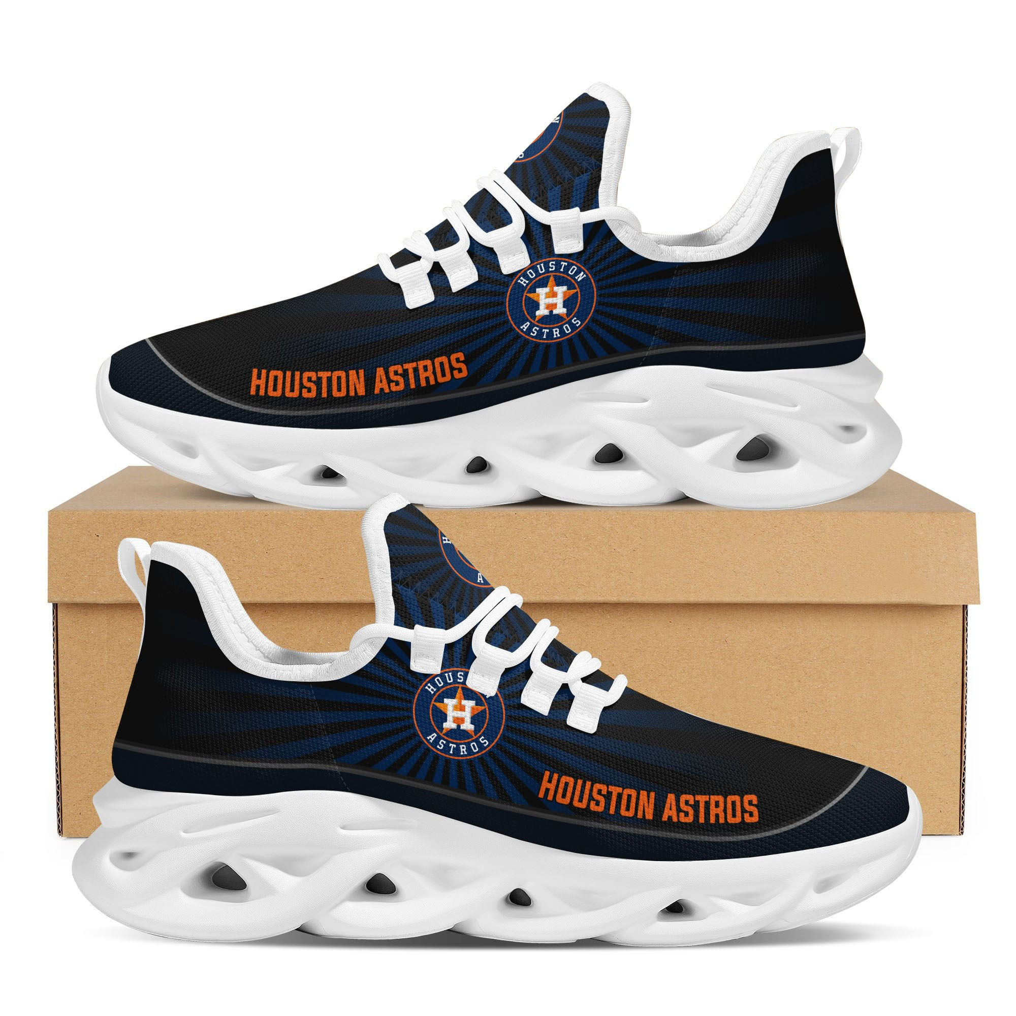 Houston Astros  Light Flashes Design Trending Max Soul Clunky Sneaker Shoes For Mens Womens Major League Baseball Team Fans