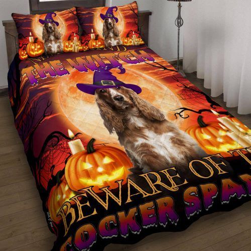 513DDTDOG-Halloween Cocker Spaniels Quilt Bed Set