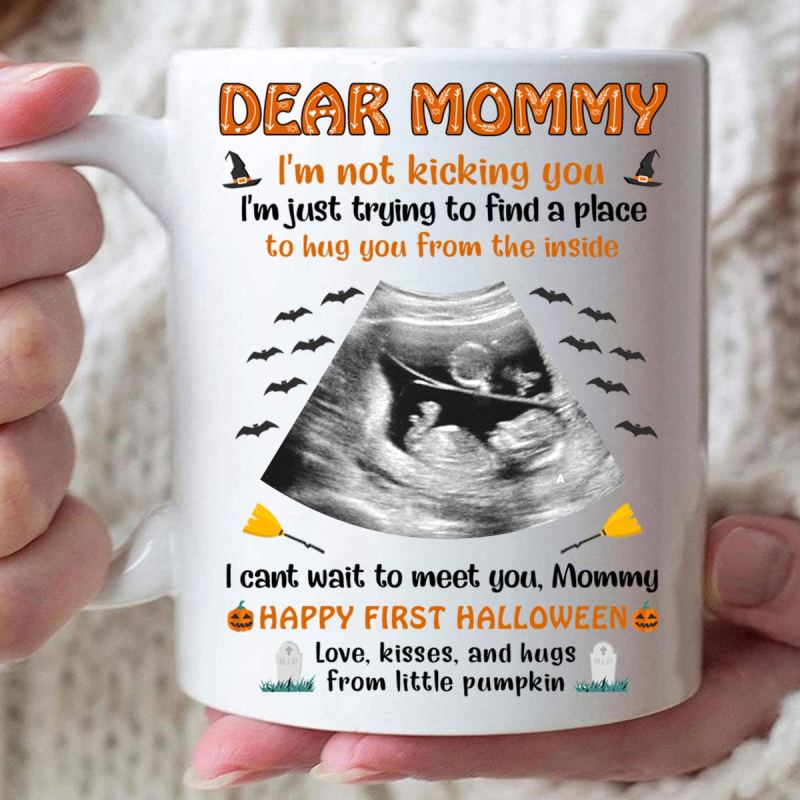 Personalized Ultrasound Photo Gift For Mom To Be Happy First Halloween From Little Pumpkin Mug