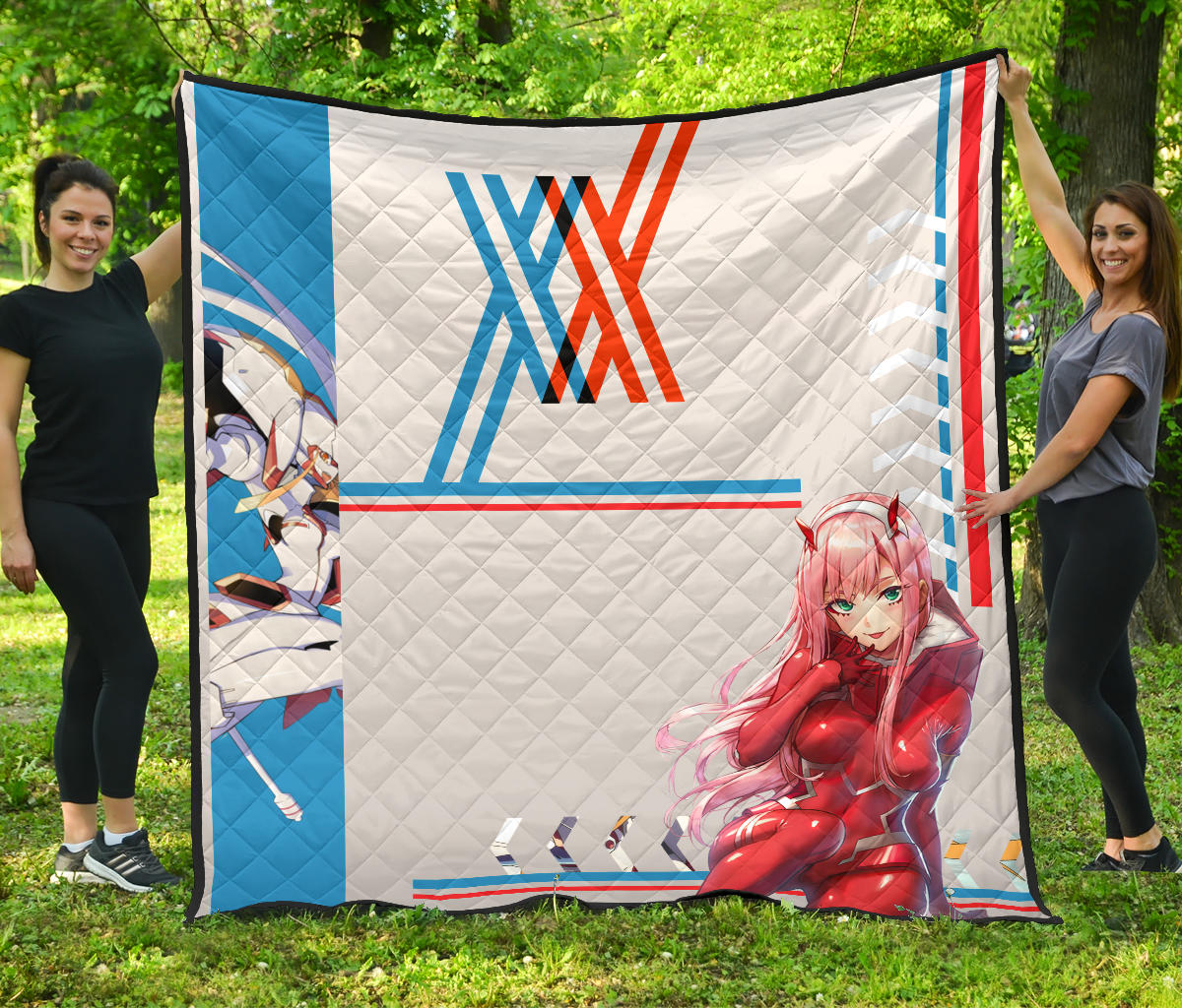 Darling In The Franxx Anime Premium Quilt – Sexy Zero Two In Red Suit Artwork Quilt Blanket