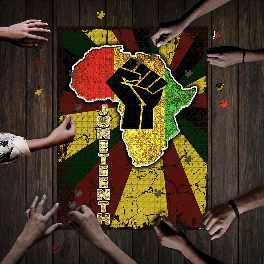 Proud Juneteenth African Hand Pattern Jigsaw Puzzle