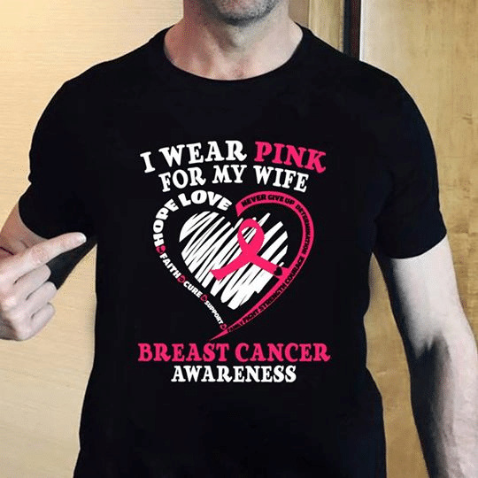 Breast Cancer Awareness I Wear Pink For My Hope Love Heart T Shirt Hoodie Sweater Size S-5Xl