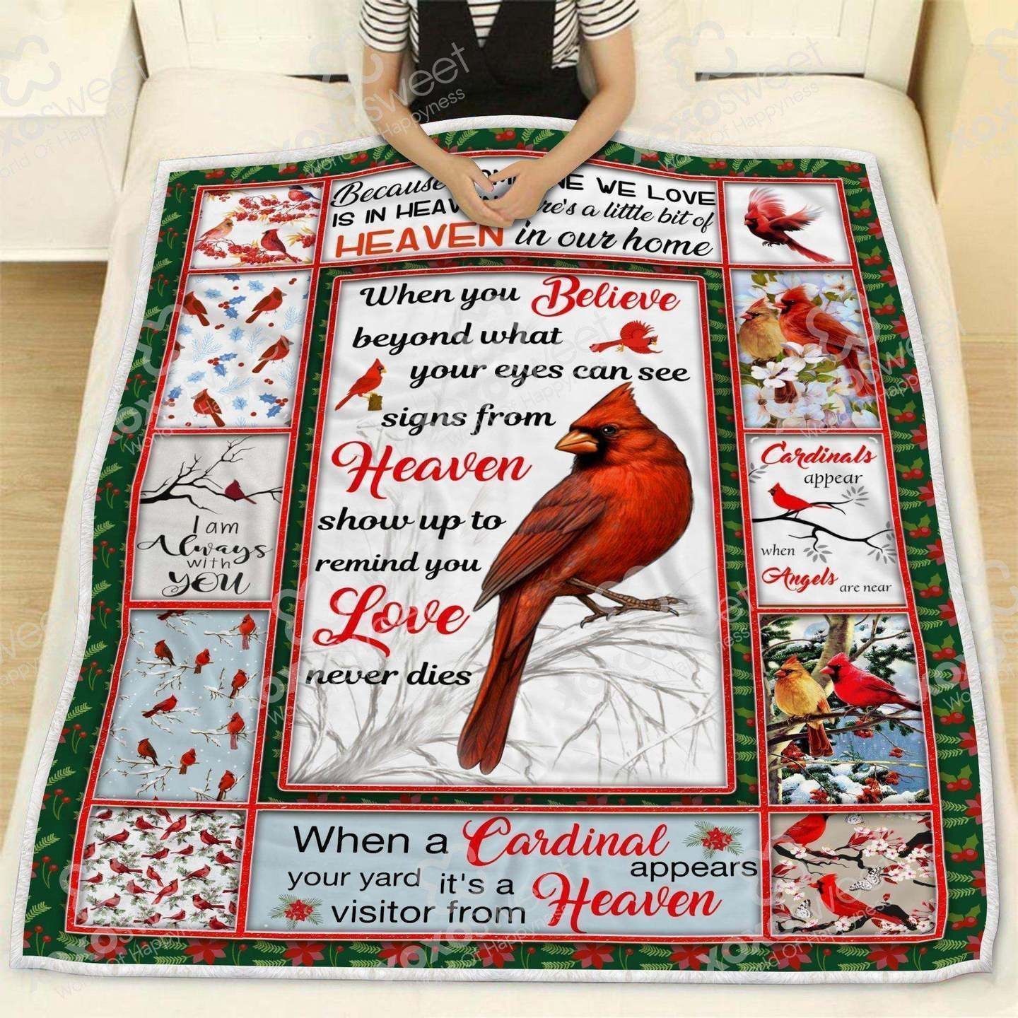 Cardinal Believe In Your Heart Fleece Blanket, Sherpa Blanket, Gift For Parent, Family Member, Friends Gift, Christmas Gift, Home Decor, Home Living