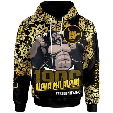 Alpha Phi Alpha Hoodie – Fraternity Hand Sign With Kong 1906 And Mandala Pattern Hoodie