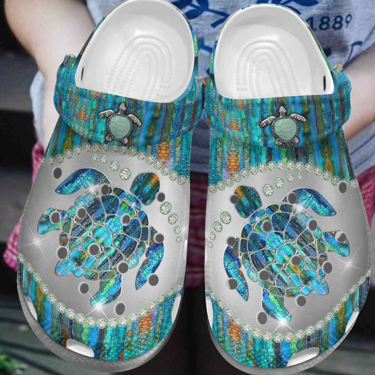 Turtle Personalize Clog, Custom Name, Text, Fashion Style For Women, Men, Kid, Print 3D Whitesole Twinkle Turtle