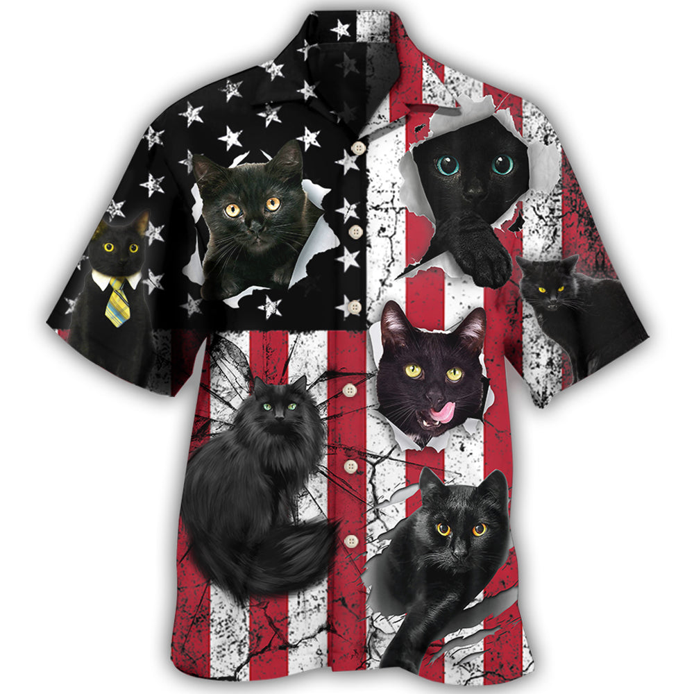 Black Cat Independence Day Hawaii Shirt Ha13734