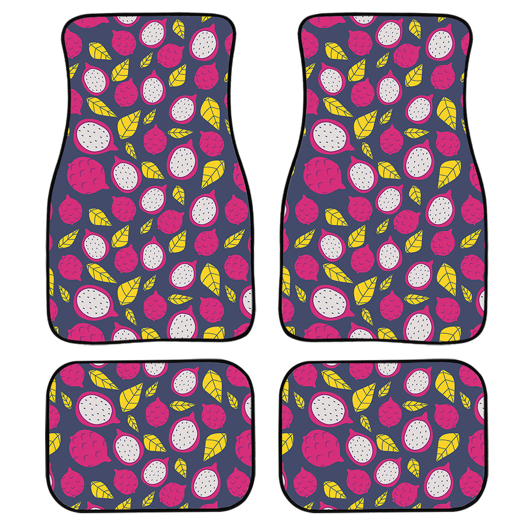 Purple Pitaya Pattern Print Front And Back Car Floor Mats, Front Car Mat