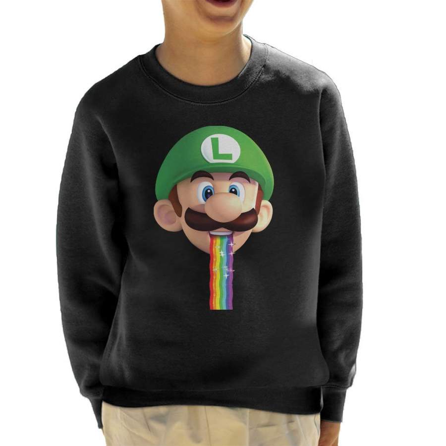 Super Mario Luigi Puking Rainbow Snapchat Filter Kid’s Sweatshirt