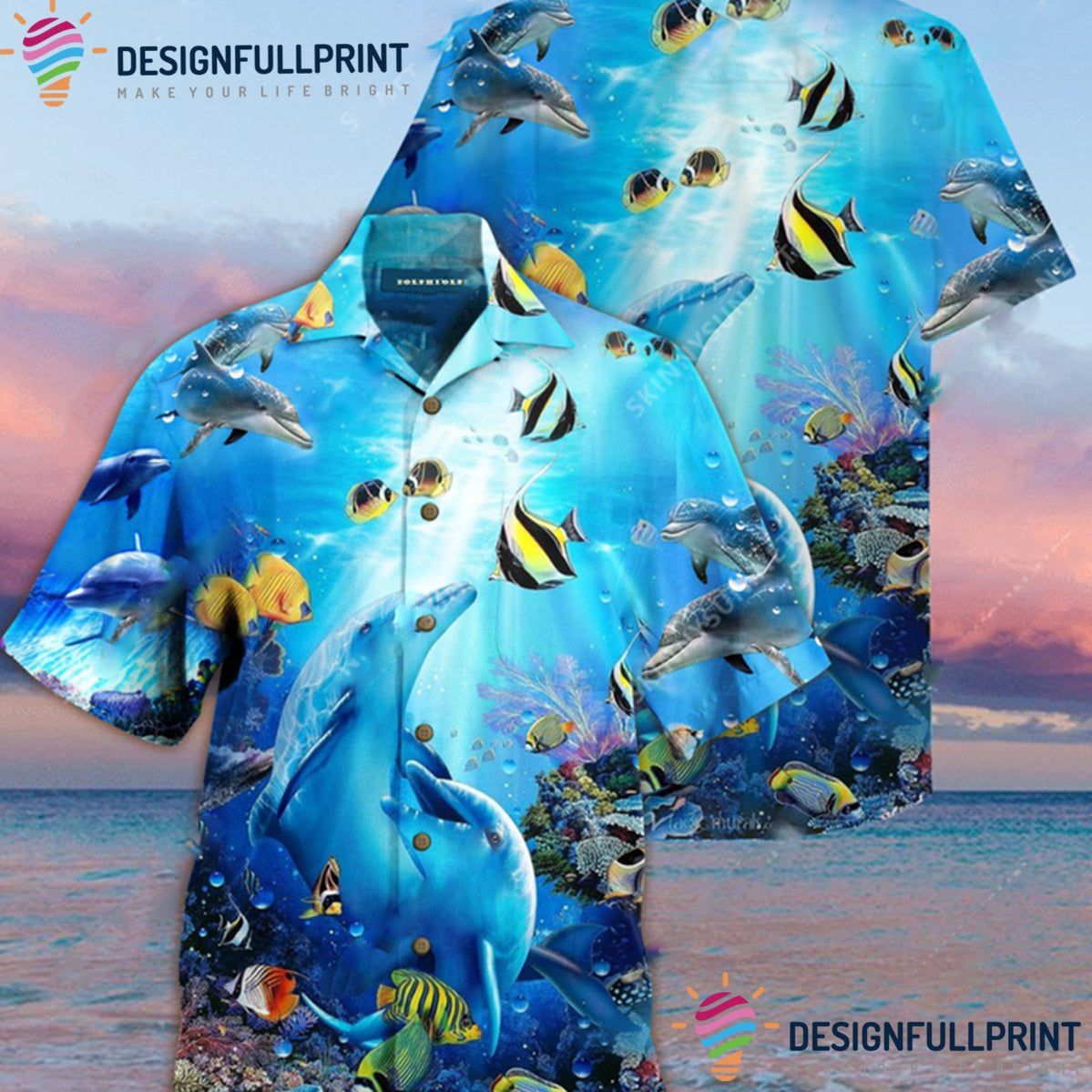 Amazing Dolphin Be Friendly Unisex Tropical Shirt Tropical Shirt Hawaiian Shirt For Men For Men Ln Gift For Dolphin Lovers Summer Gift