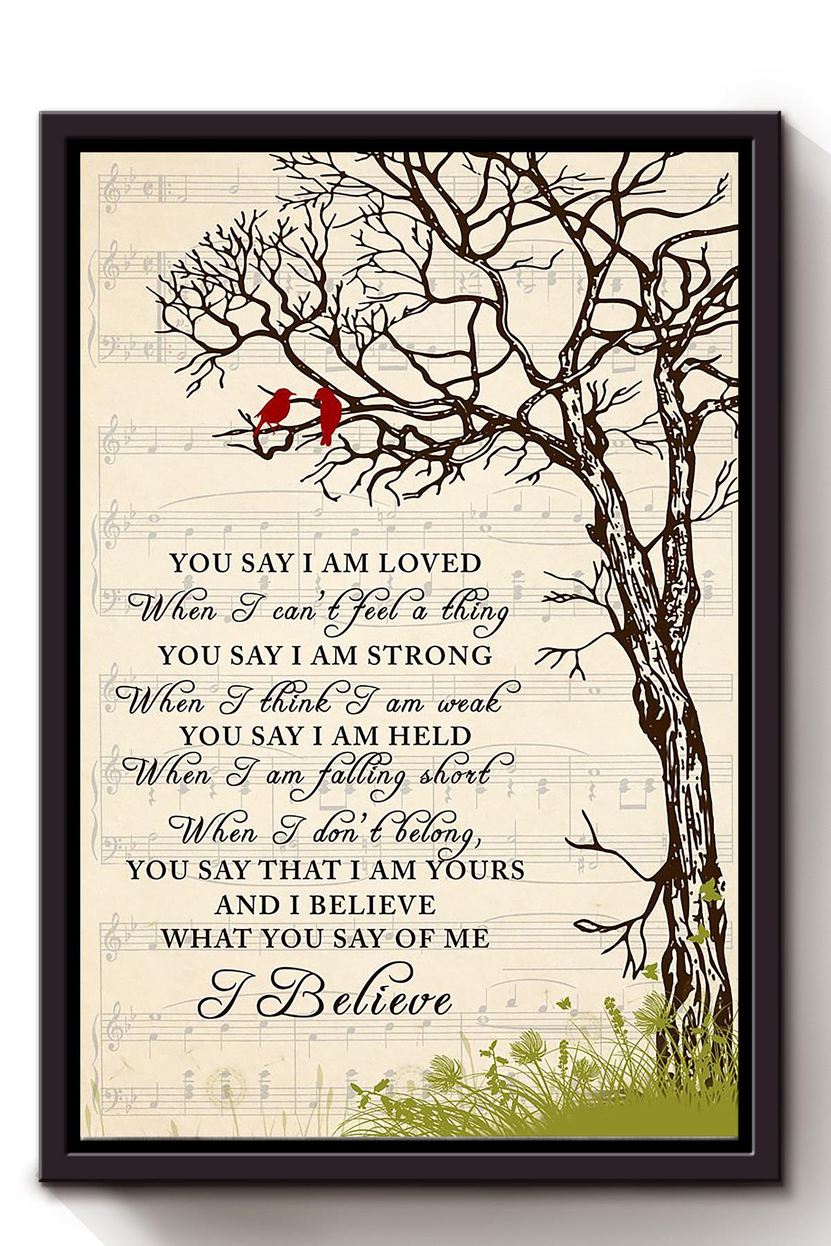 You Say Lyrics Vintage Tree Wall Art For Christian Lauren Daigle Fan Home Decor Red Bird Framed Matte Canvas