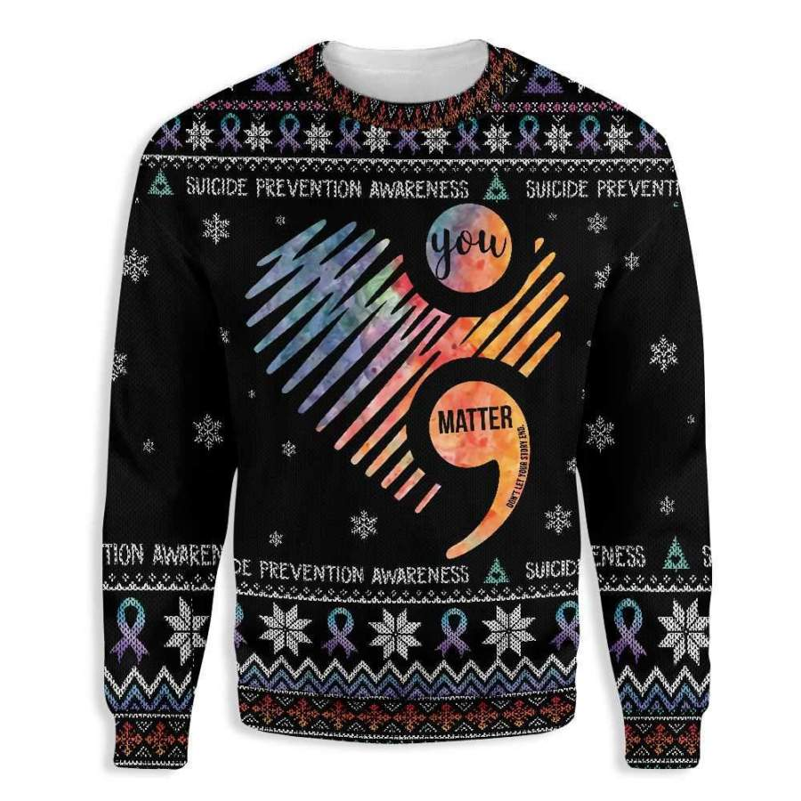 Suicide Prevention Awareness Ugly Christmas Sweater | For Men & Women | Adult | Us5116