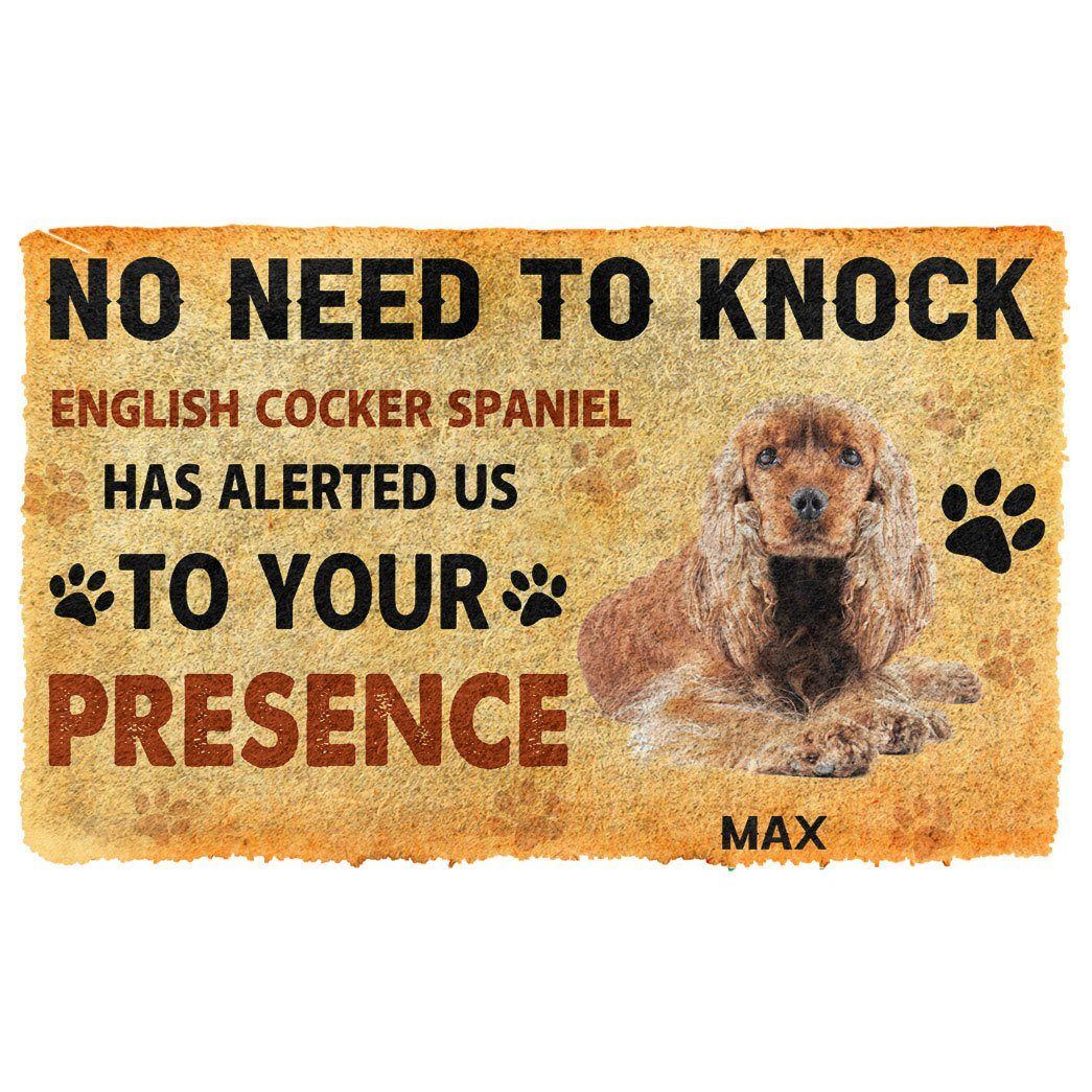 Gearhumans 3D No Need To Knock English Cocker Spaniel Dog Custom Name Doormat