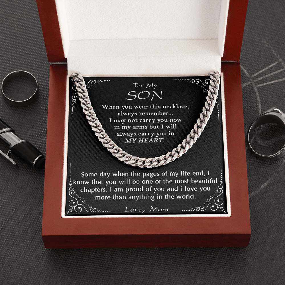 To My Son Necklace, Son Gifts From Mom, Son Cuban Chain Necklace, Mother To Son Gifts, Gifts For Son Birthday, Unique Gifts For Son