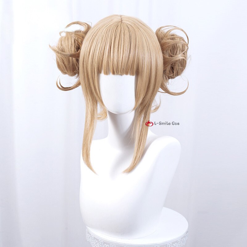 Anime My Hero Academia Cross my body Himiko Toga Short Pale Gold Flax Gold Cosplay Costume Wigs Cos Hair Perucas + Free Wig Cap alx