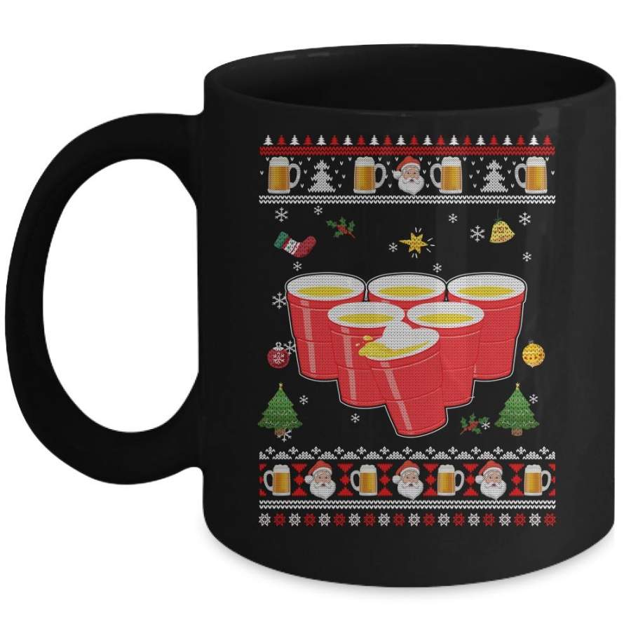 Beer Pong Drinking Game Ugly Christmas Sweater Funny Gift Mug