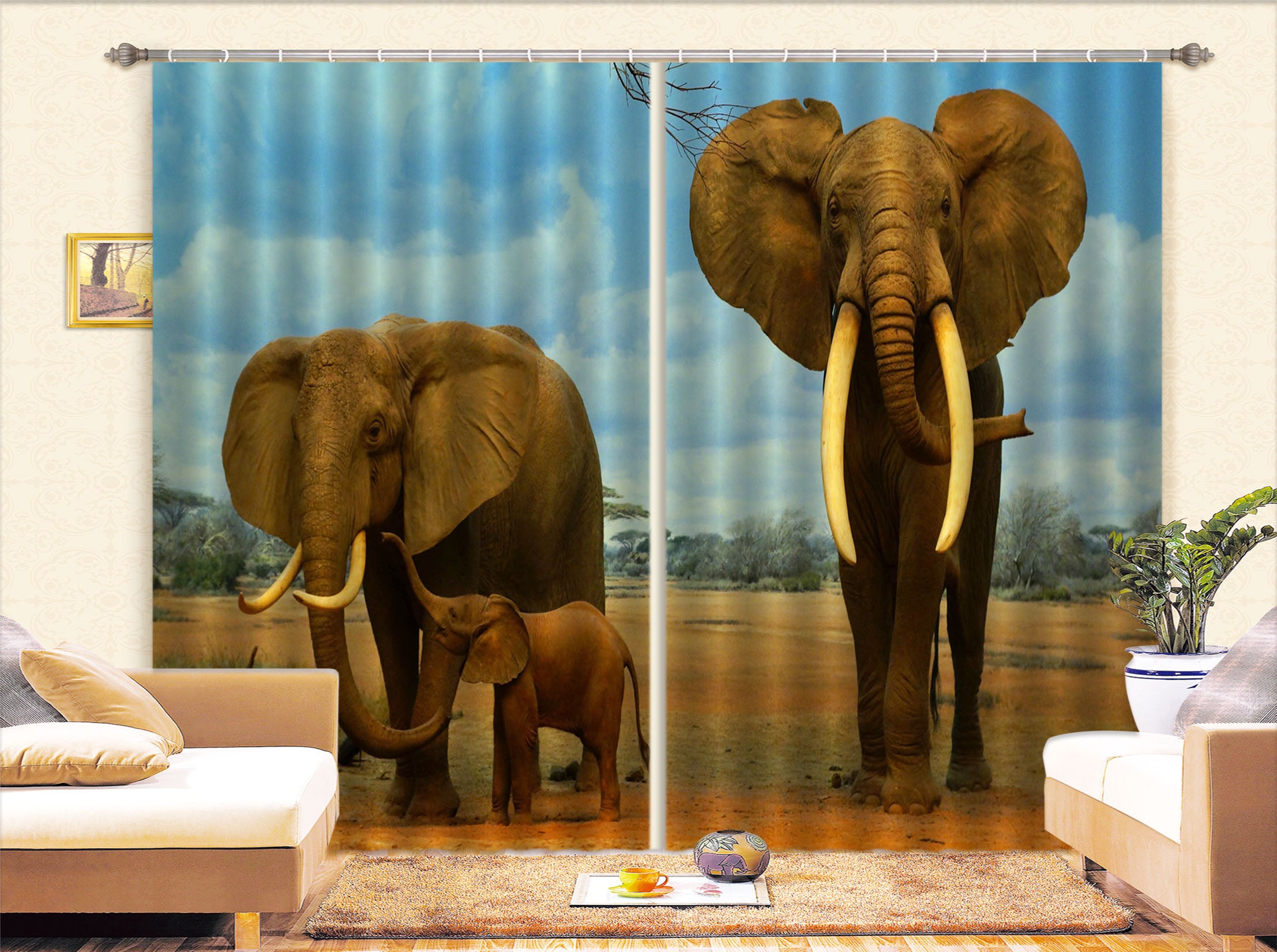 3D Elephant Curtains And Drapes 54