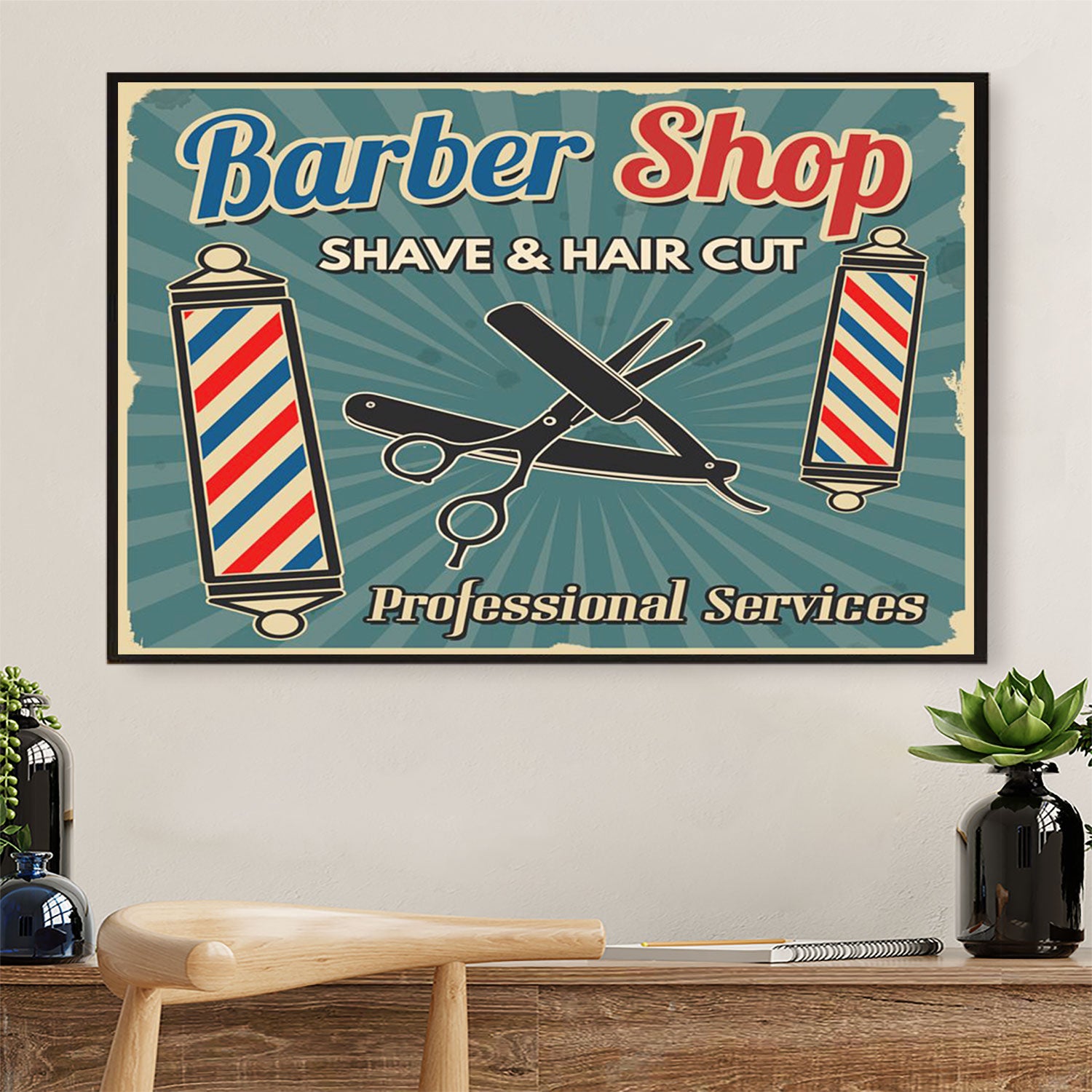 Barber Shop Shave & Hair Cut – Hairdresser Canvas Wall Art | Home Décor Gift For Hairstylists