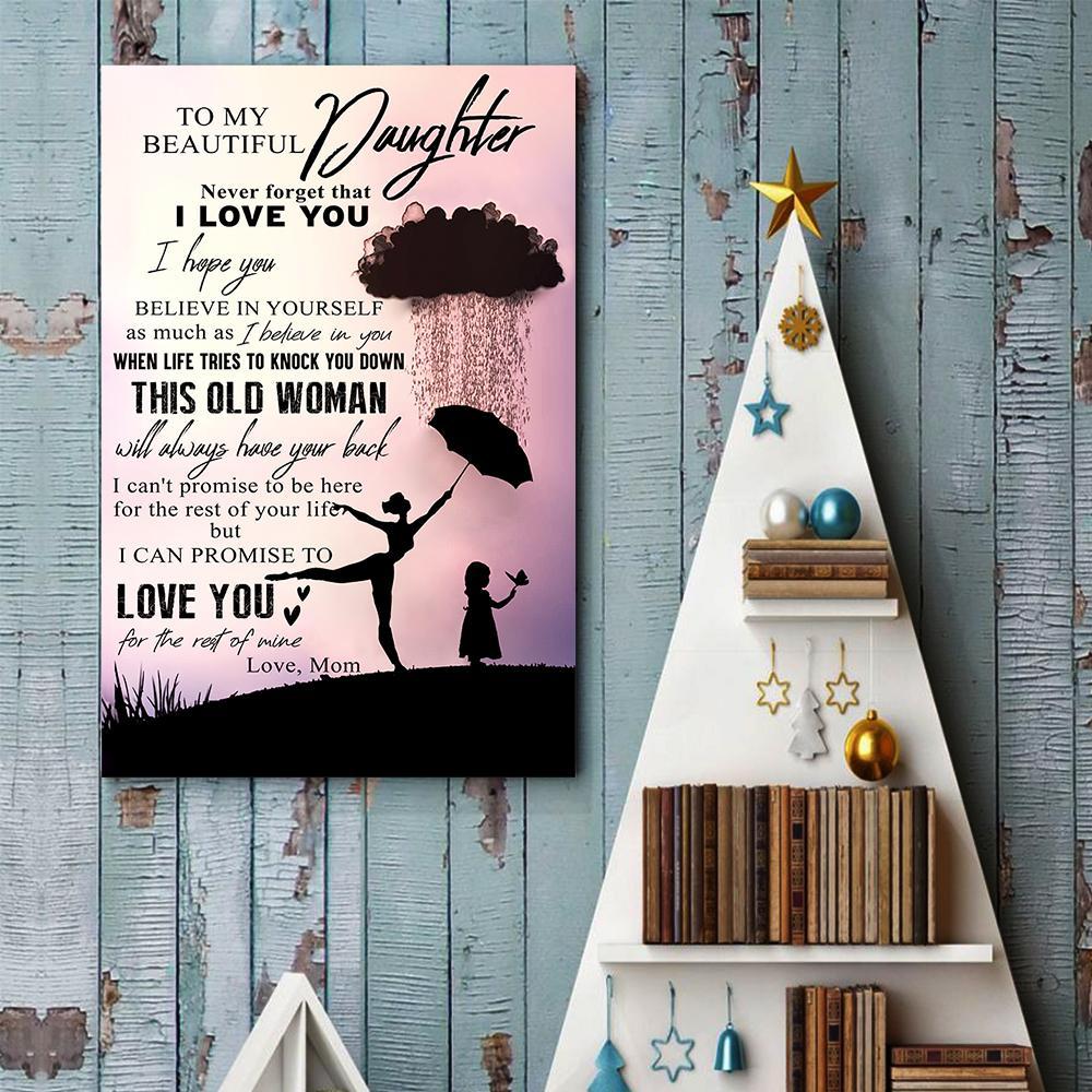 Mom To Daughter This Old Woman Will Always Have Your Back Canvas And Poster