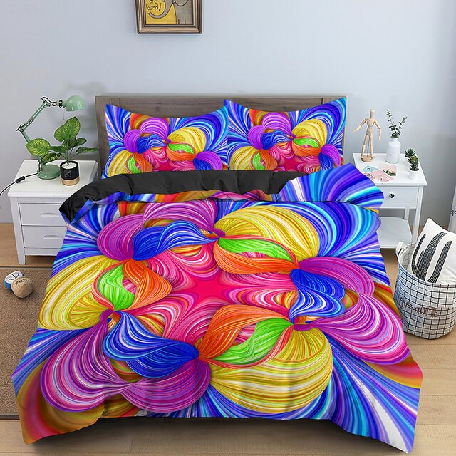 Rainbow Leopard Bedding Set 3D Print Duvet Cover Psychedelic Cover With Zipper Queen Double Sets Kids S