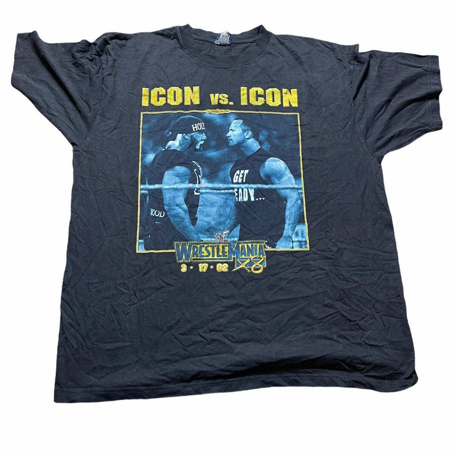 Vintage Wwe Wwf Icon Vs Icon The Rock Hulk Hogan Wrestling Tee T Shirt