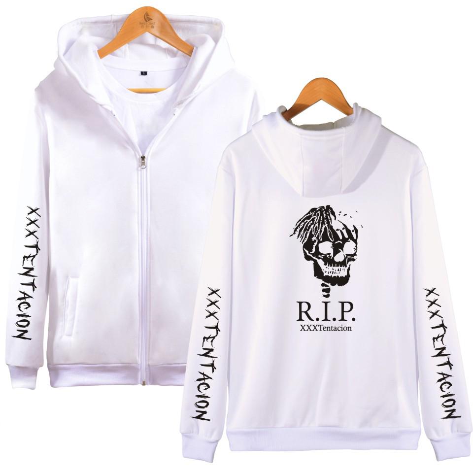 XXXTentacion Hoodies – Solid Color Popular Rapper XXXTentacion RIP Icon Zip Up Hoodie