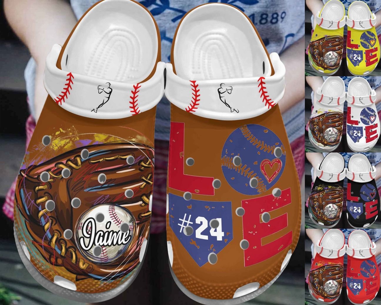 Baseball Personalize Clog, Custom Name, Text, Fashion Style For Women, Men, Kid, Print 3D Whitesole Glove & Ball